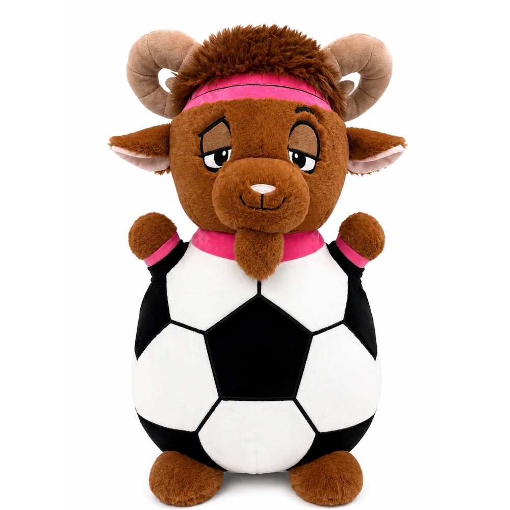 Sports Goat Plush Stuffed Animal Ram Soccer Ball Large 26 Inch Brown Pink NEW